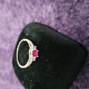 Kay Jewelers lab created Ruby and Sapphire ring 10k white gold